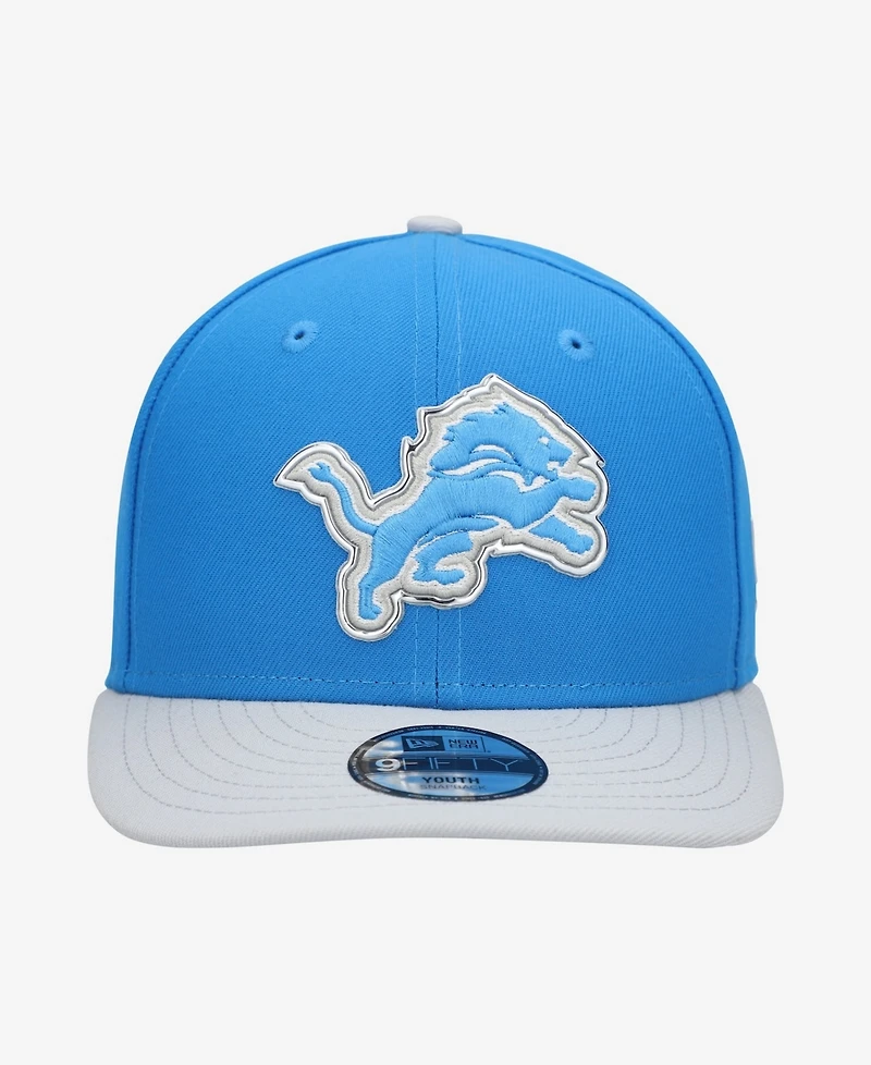 New Era Big Boys and Girls Blue/Silver Detroit Lions 2026 Nfl Draft Pre-Curved 9FIFTY Snapback Hat