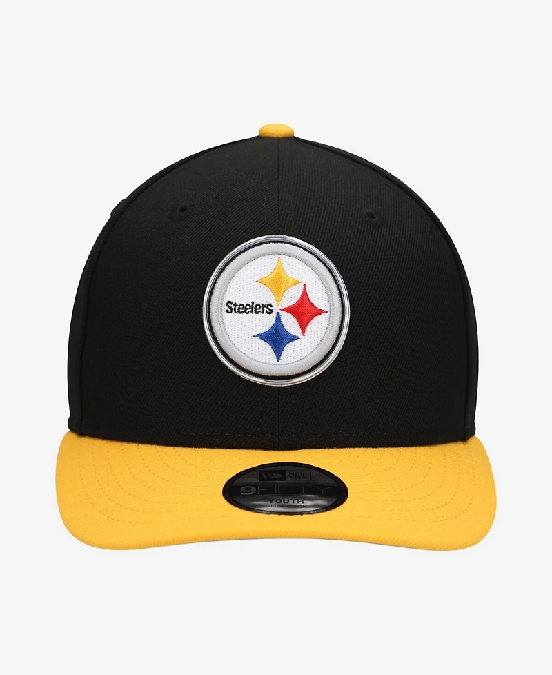 New Era Big Boys and Girls Black/Gold Pittsburgh Steelers 2026 Nfl Draft Pre-Curved 9FIFTY Snapback Hat