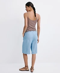 Mango Women's Straight Low-Rise Denim Bermuda Shorts