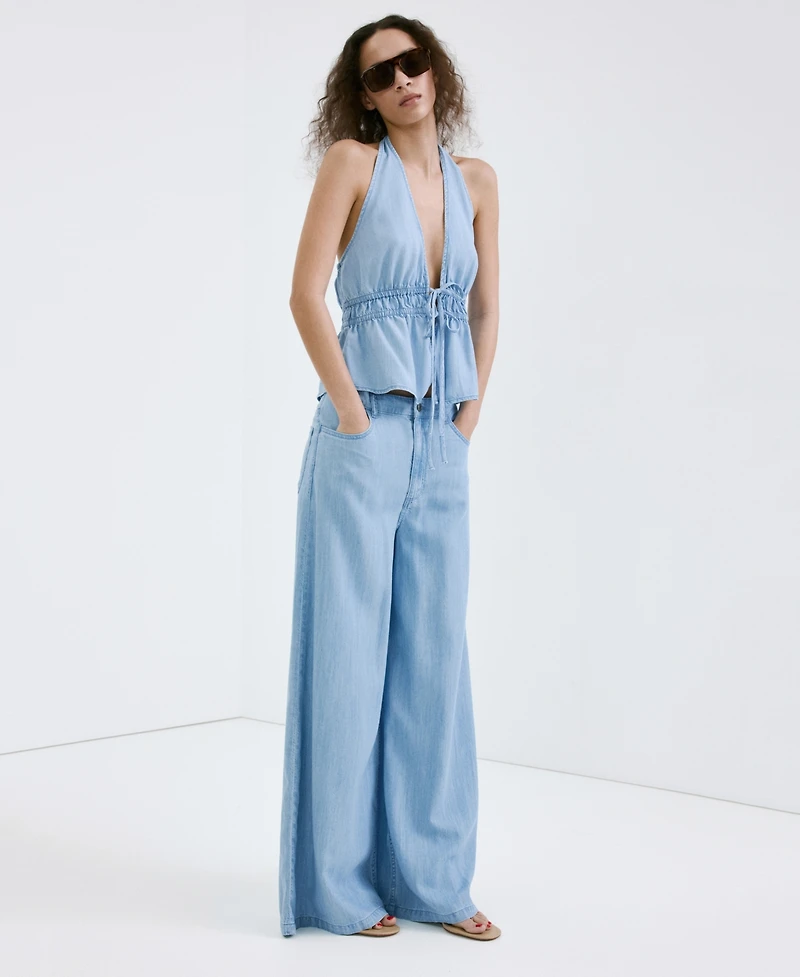 Mango Women's Mid-Rise Palazzo Jeans