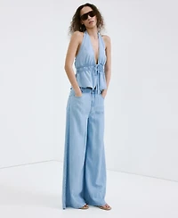 Mango Women's Mid-Rise Palazzo Jeans