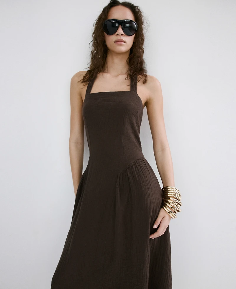 Mango Women's Open-Back Gauze Dress