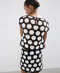 Mango Women's Flowers Crochet Sweater