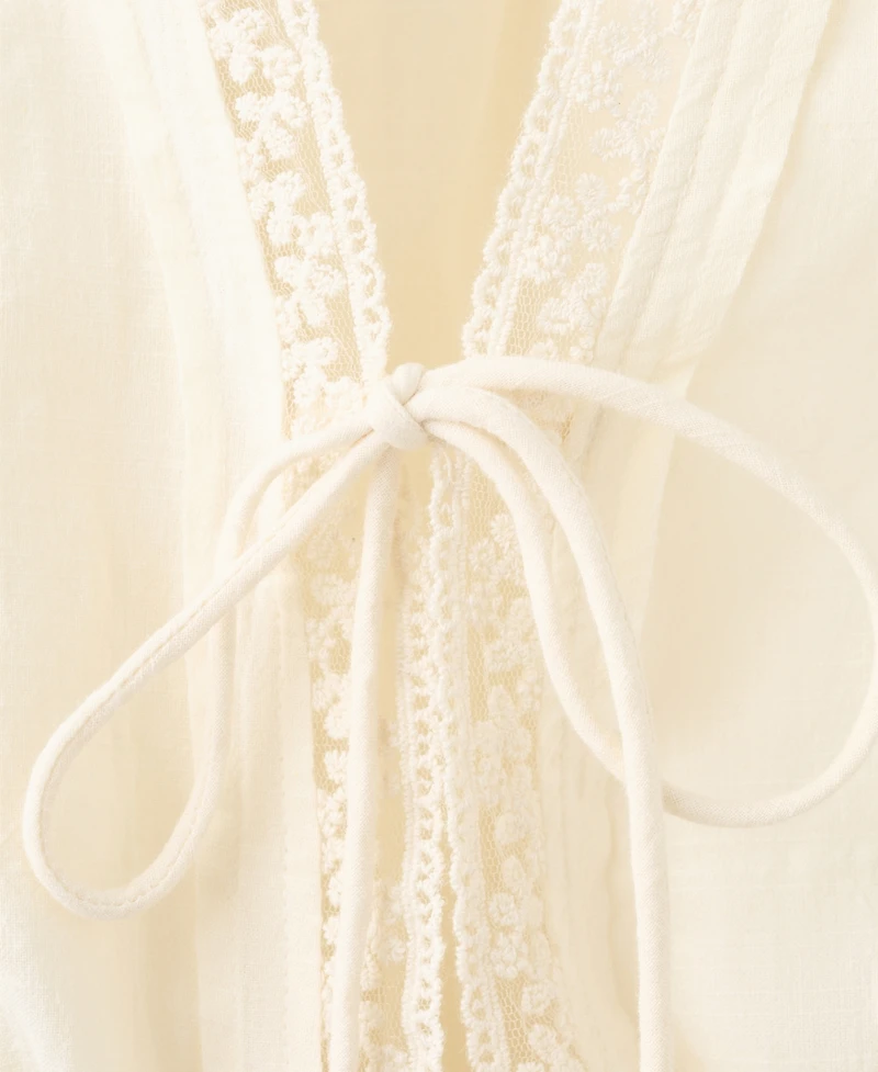 Mango Women's Cotton Ruffled Lace Blouse