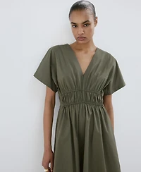 Mango Women's V-Neck Cotton Dress