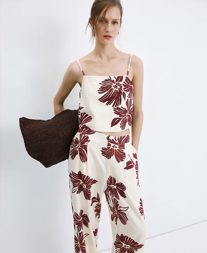 Mango Women's Printed Pleated Pants