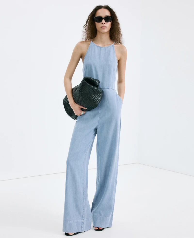 Mango Women's Lyocell Denim Jumpsuit