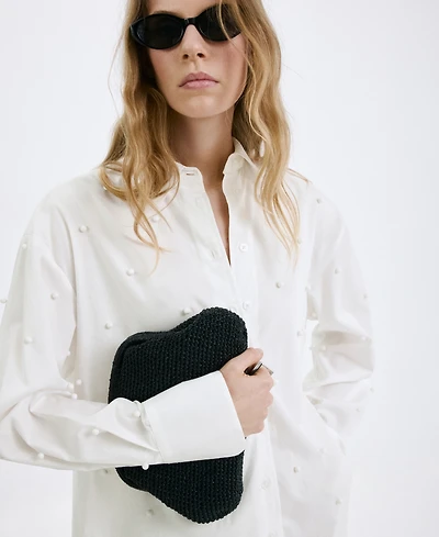 Mango Women's Lyocell Cultivated Pearl Blouse