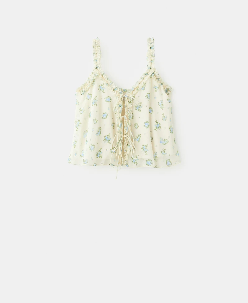 Mango Women's Bow Details Floral Top