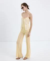 Mango Women's Wide-Leg Lace Knit Pants
