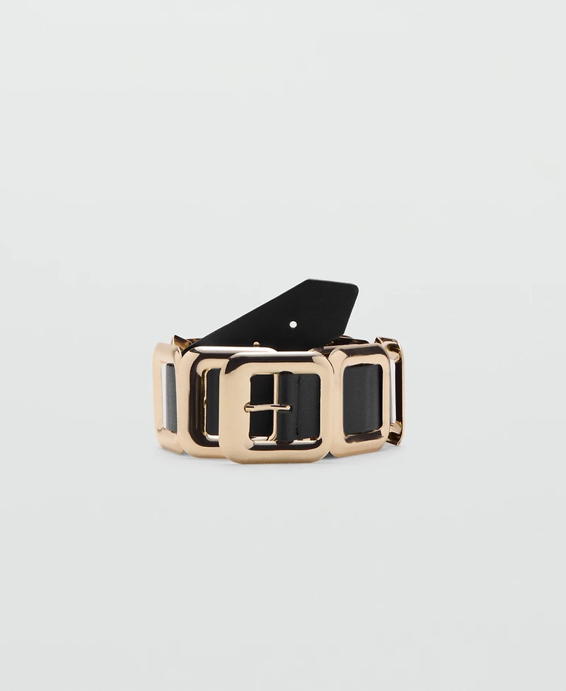 Mango Women's Square Design Leather Belt