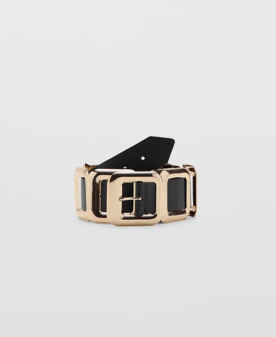 Mango Women's Square Design Leather Belt