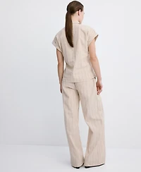 Mango Women's Pinstripe Linen Pants