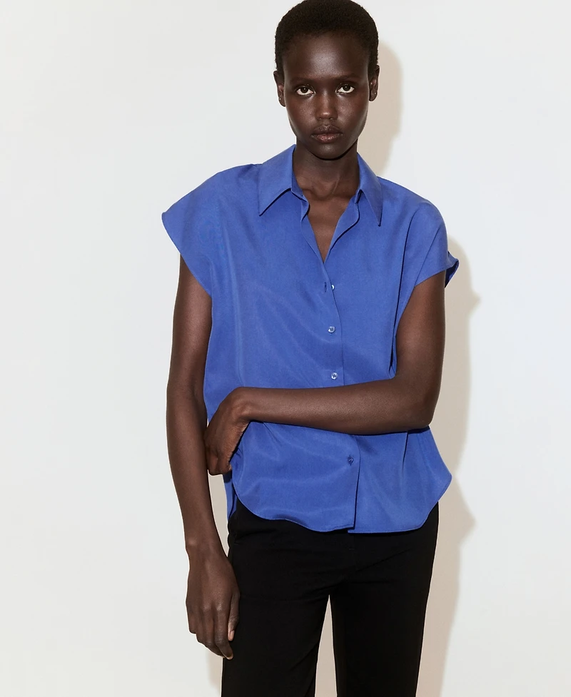 Mango Women's Short-Sleeved Lyocell Shirt