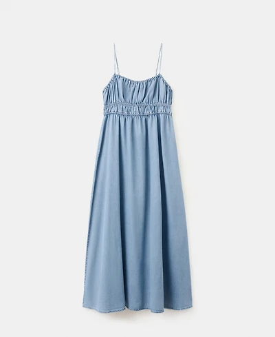 Mango Women's Lyocell Ruched Denim Dress