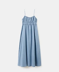Mango Women's Lyocell Ruched Denim Dress