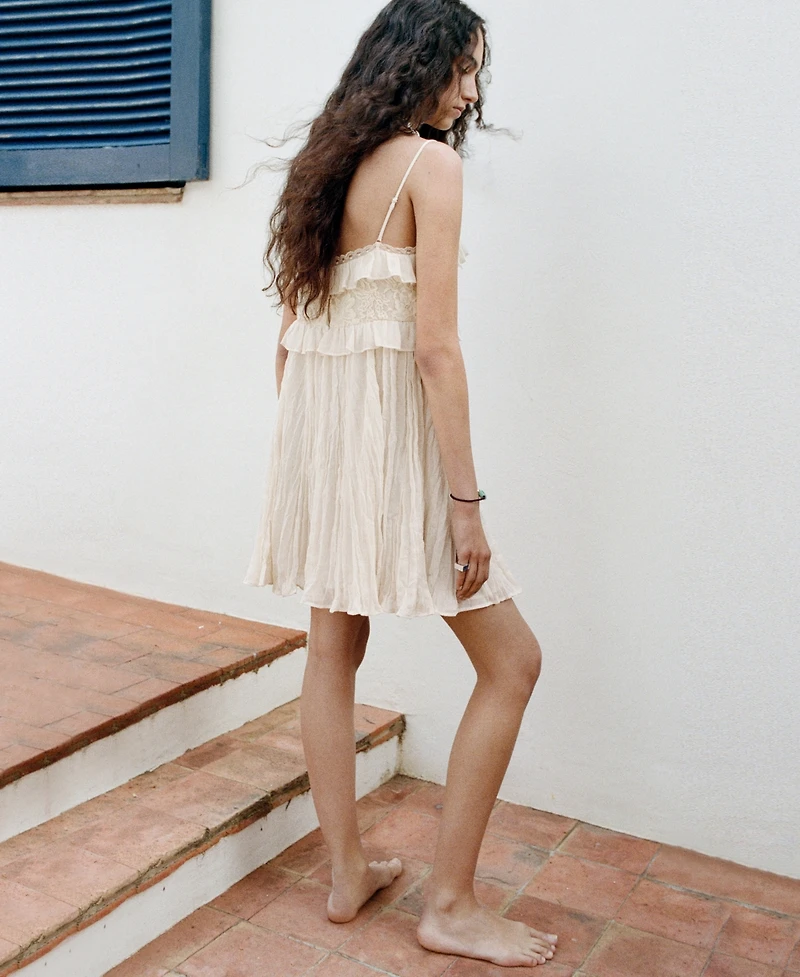Mango Women's Wrinkled Effect Lace Dress