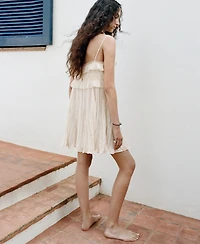Mango Women's Wrinkled Effect Lace Dress