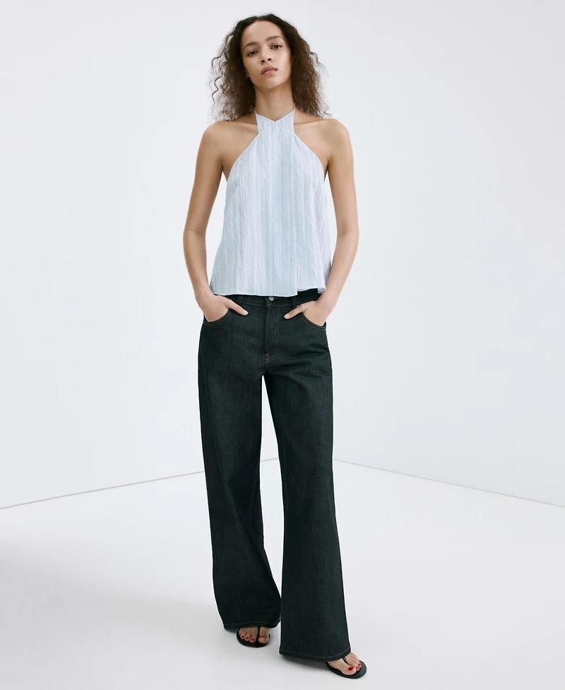Mango Women's Striped Crossover Top