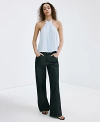 Mango Women's Striped Crossover Top