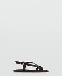 Mango Women's Straps Leather Sandals