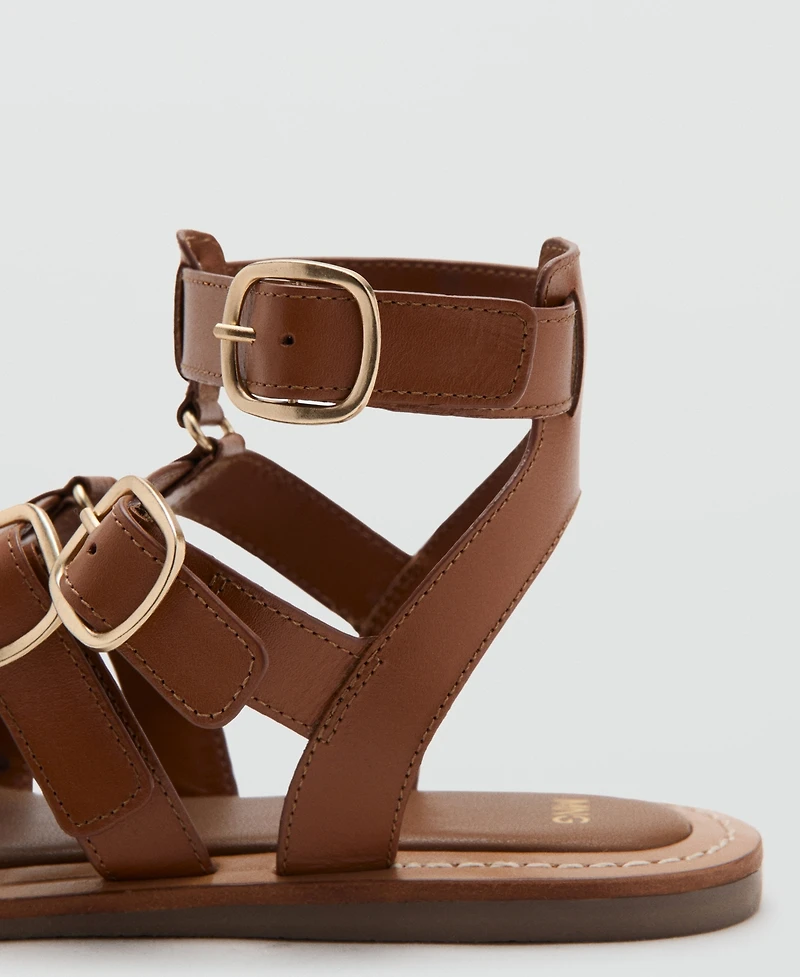 Mango Women's Straps And Buckles Leather Sandals