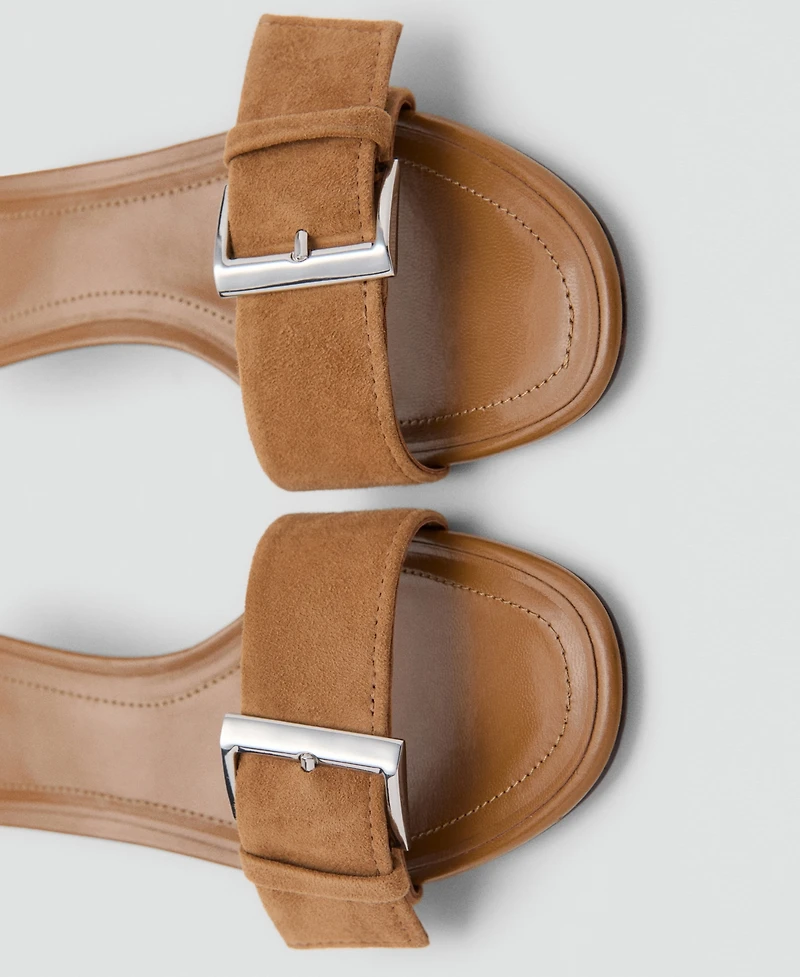 Mango Women's Buckle Leather Heeled Sandals
