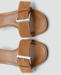 Mango Women's Buckle Leather Heeled Sandals