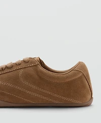 Mango Women's Contrasting Panel Leather Sneakers