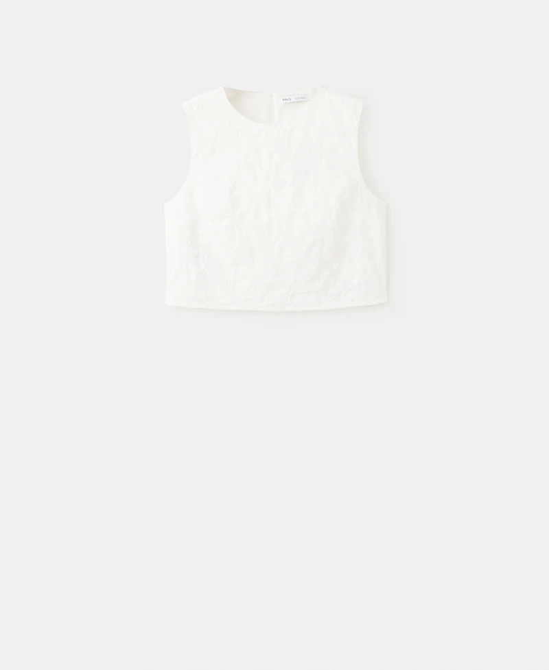 Mango Women's Floral Embroidered Cotton Top