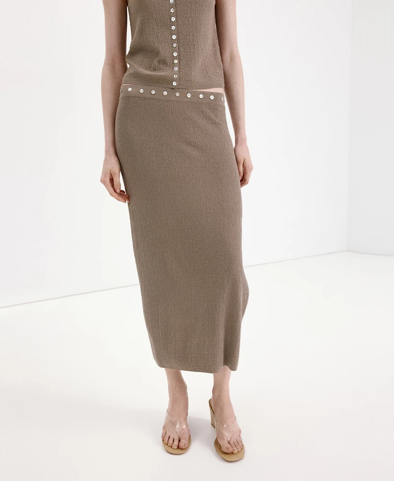 Mango Women's Buttons And Side Slit Skirt