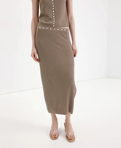 Mango Women's Buttons And Side Slit Skirt