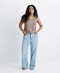Mango Women's Combined Buttons Textured Top