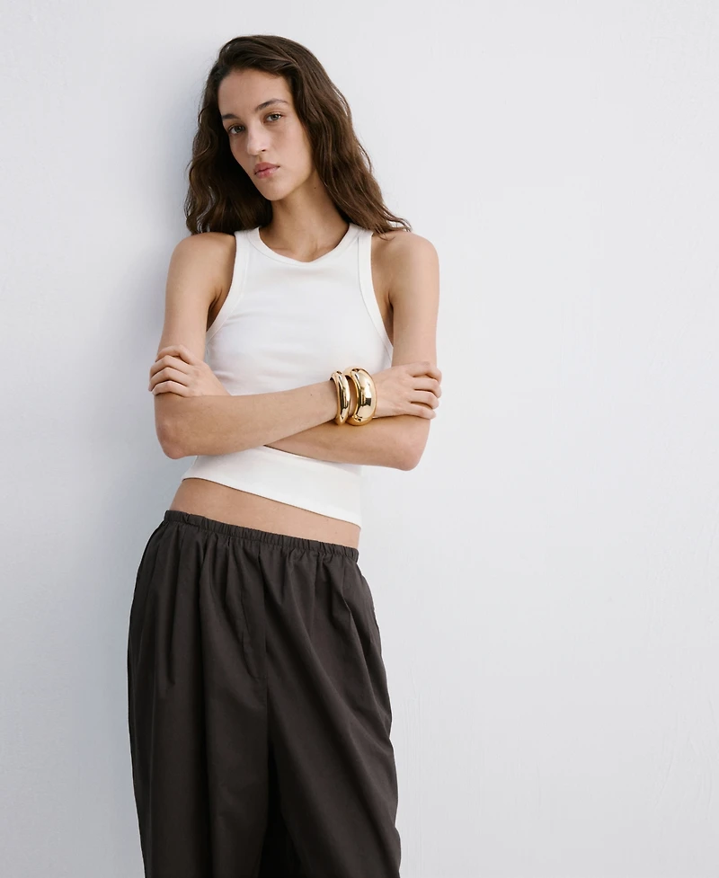 Mango Women's Baggy Cotton Pants