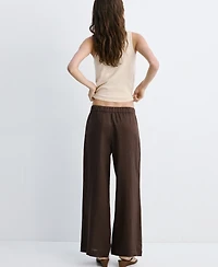 Mango Women's Buttons Linen Pants