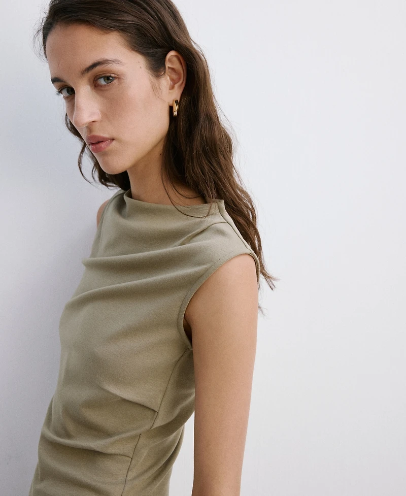 Mango Women's Asymmetrical Draped Dress