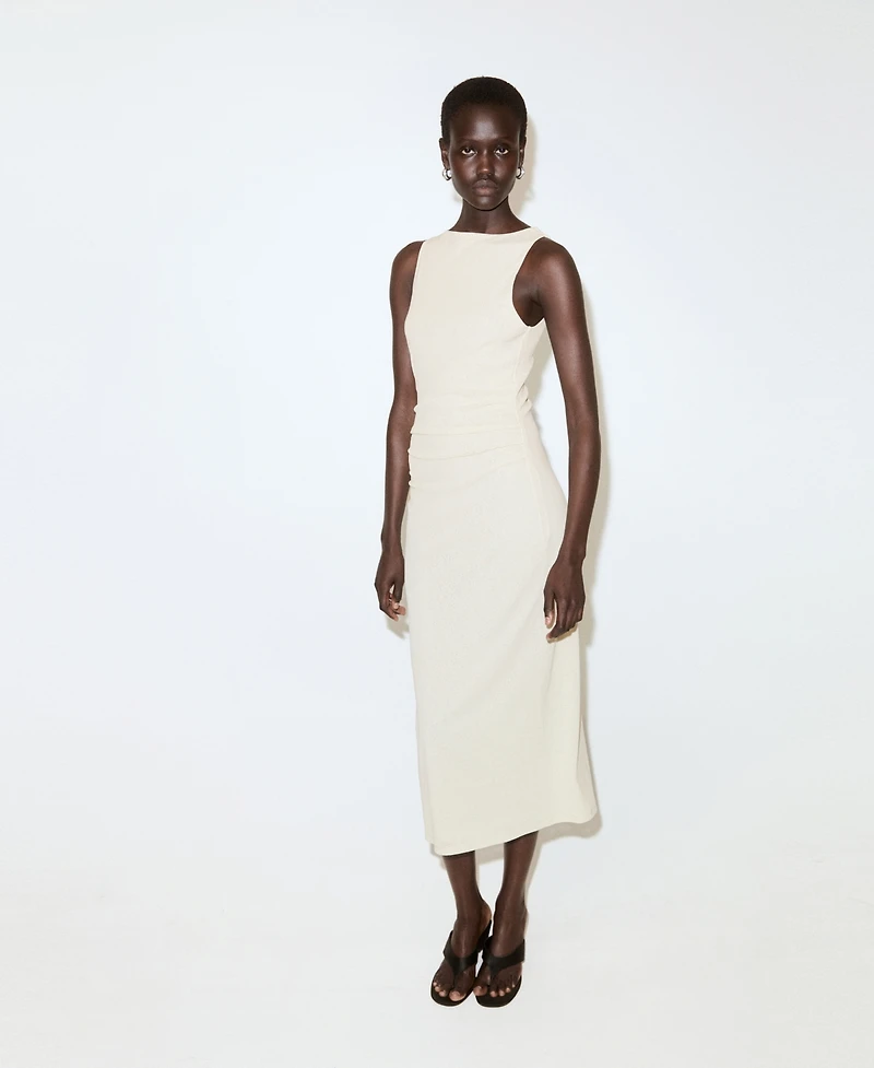 Mango Women's Draped Waist Fitted Dress