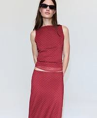 Mango Women's Polka-Dot-Printed Tulle Skirt
