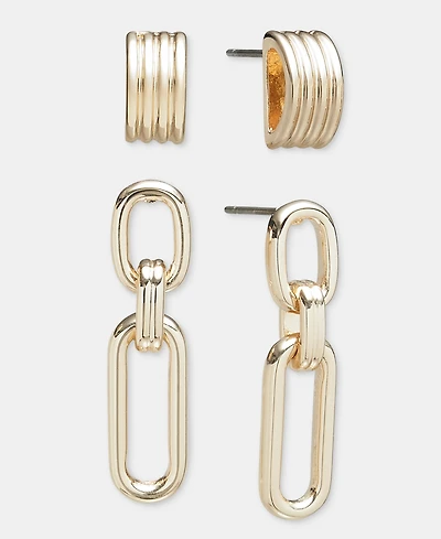 On 34th Textured Stud & Link Drop Earrings, 2-Piece Set, Macy's Exclusive