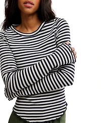 Free People Women's We The Easy Does It Long-Sleeve Striped T-Shirt