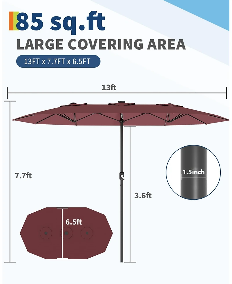 gaomon 3-Head Outdoor Patio Umbrella for Poolside, Lawn and Backyard, Without Base