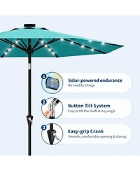 gaomon Outdoor Table Solar Patio Umbrella with 32 Led Lights, Uv Protection for Pool