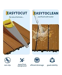 gaomon All-Weather Plastic Wood-Grain Composite Interlock Deck Tiles Flooring