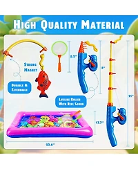 Gnuadz 20 Fishes Fishing Game Set Water Table Bath Toy Kids Outdoor Indoor Play