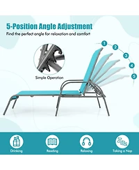 Sugift Folding Patio Chaise Lounge Chair with 5-Position Backrest