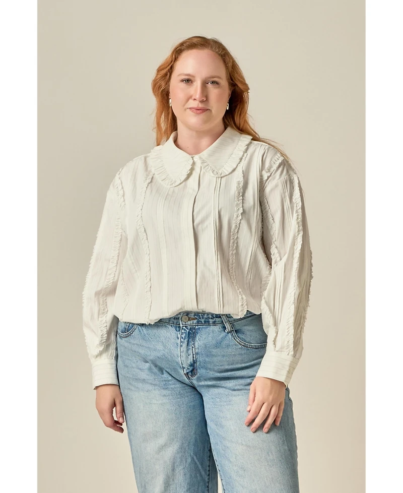 English Factory Plus Pintuck and Ruffle Detail Shirt