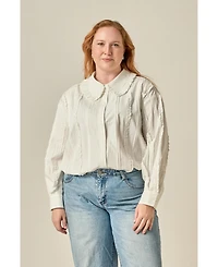 English Factory Plus Pintuck and Ruffle Detail Shirt