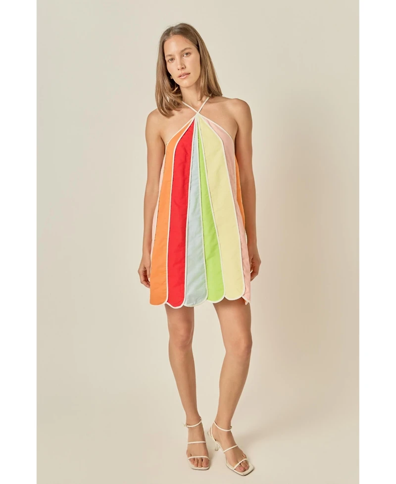 English Factory Women's Linen Umbrella Mini Dress