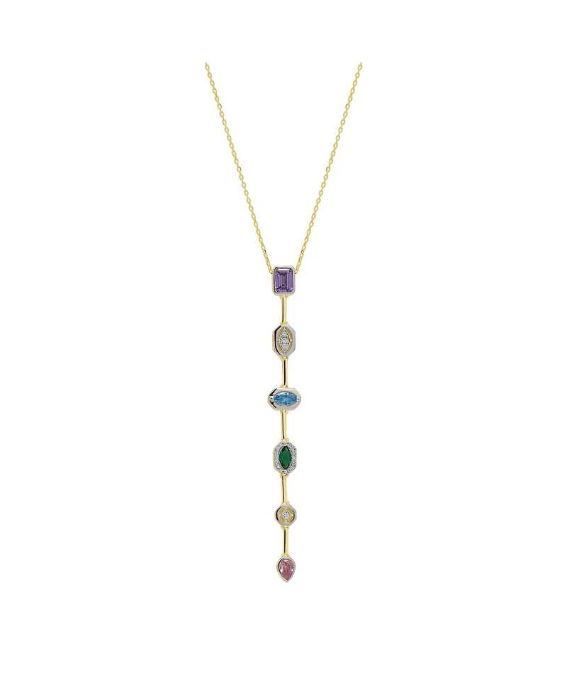 Spero London Kaleidoscope Y Lariat Sterling Silver Drop Necklace