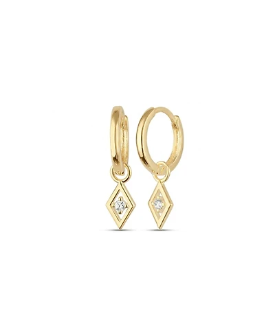 Spero London Sterling Silver Rhombus Pave Spike Drop Earring
